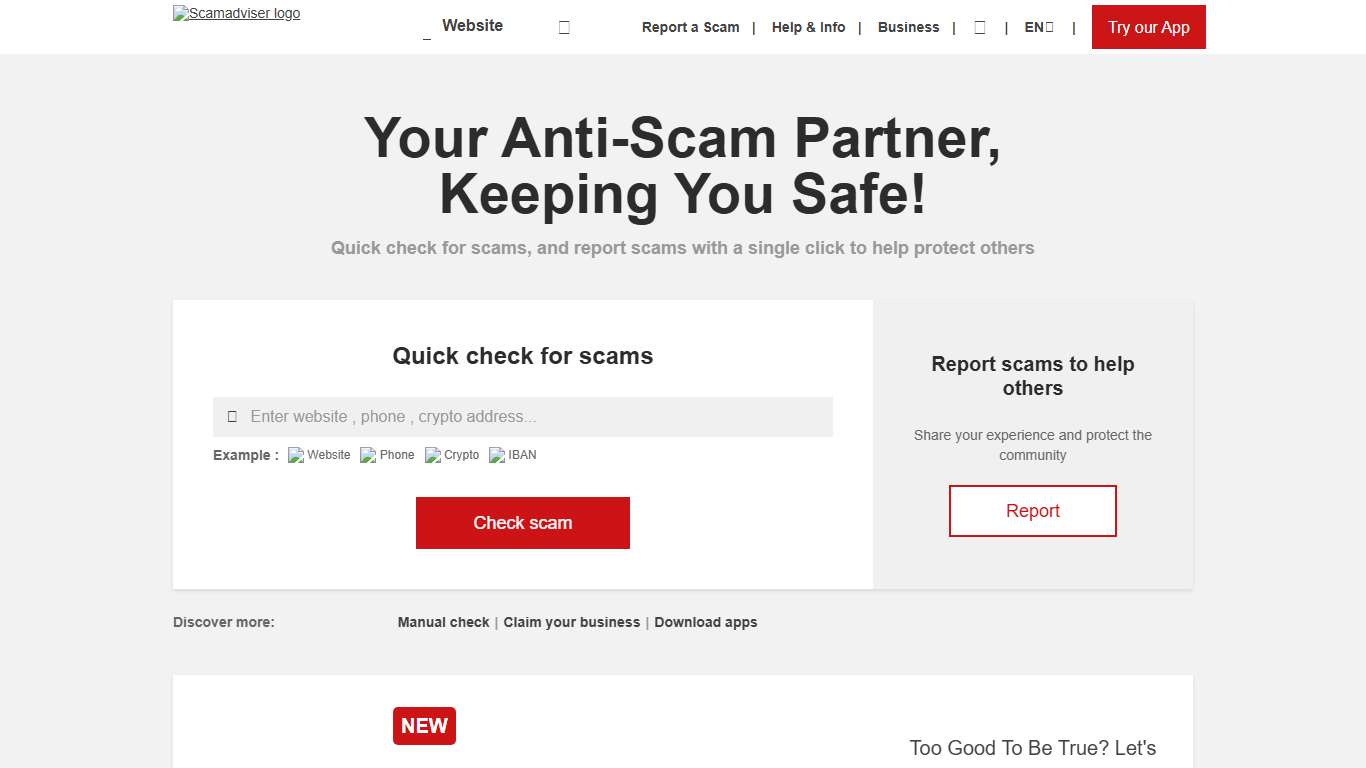 ScamAdviser.com Check a website for risk Check if fraudulent Website trust reviews |Check website is fake or a scam
